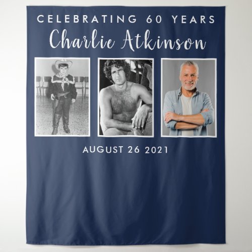 60th birthday photo collage backdrop banner