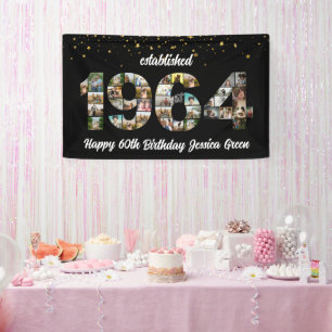60th Birthday Photo Collage Established 1964 Banner