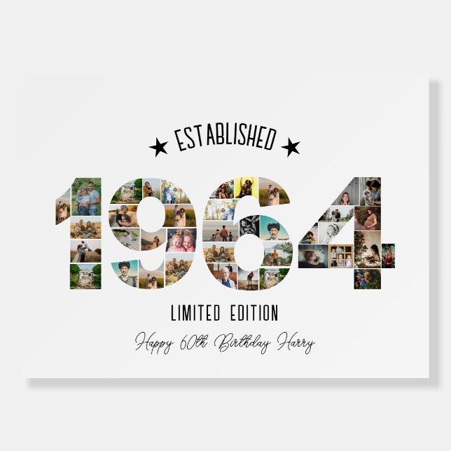 60th Birthday Photo Collage Established 1964 Foam Board (Front)
