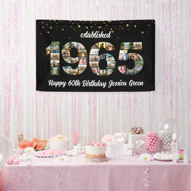 60th Birthday Photo Collage Established 1965 Banner (Party)