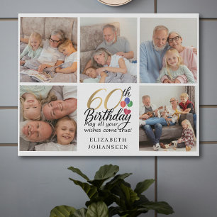 60th Birthday Photo Collage Grandparents Keepsake Faux Canvas Print