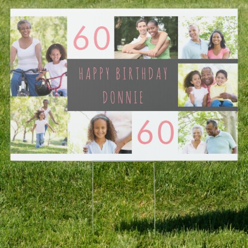 60th Birthday Photo Collage Happy Birthday Yard Sign