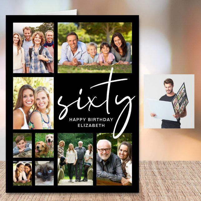60th Birthday Photo Collage Jumbo Card (Creator Uploaded)