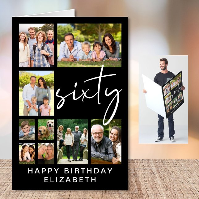 60th Birthday Photo Collage Jumbo Card (Creator Uploaded)