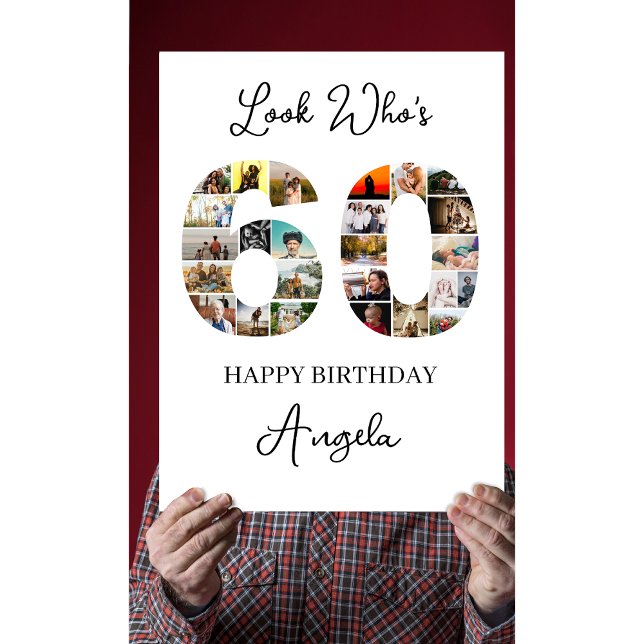 60th Birthday Photo Collage look who's 60 Card (Creator Uploaded)