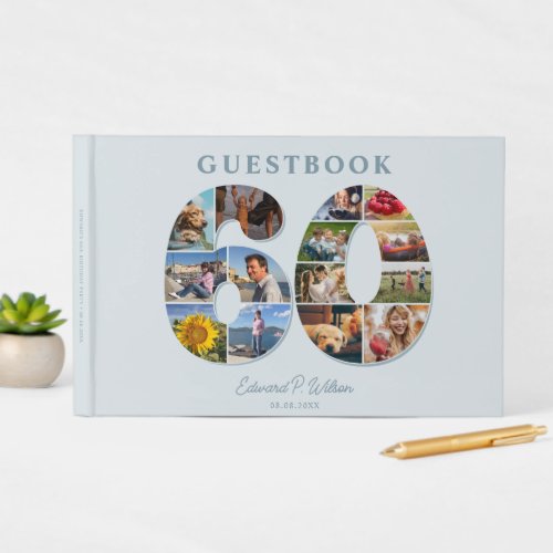 60th Birthday Photo Collage Milestone Guestbook