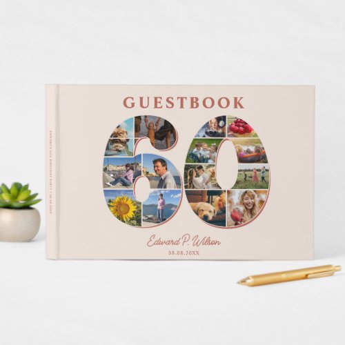60th Birthday Photo Collage Milestone Guestbook
