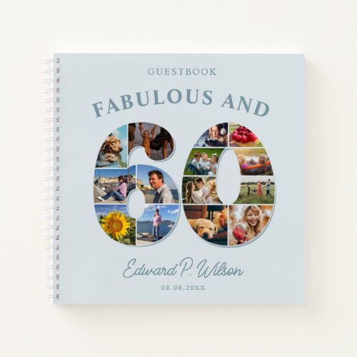 60th Birthday Photo Collage Milestone Guestbook Notebook