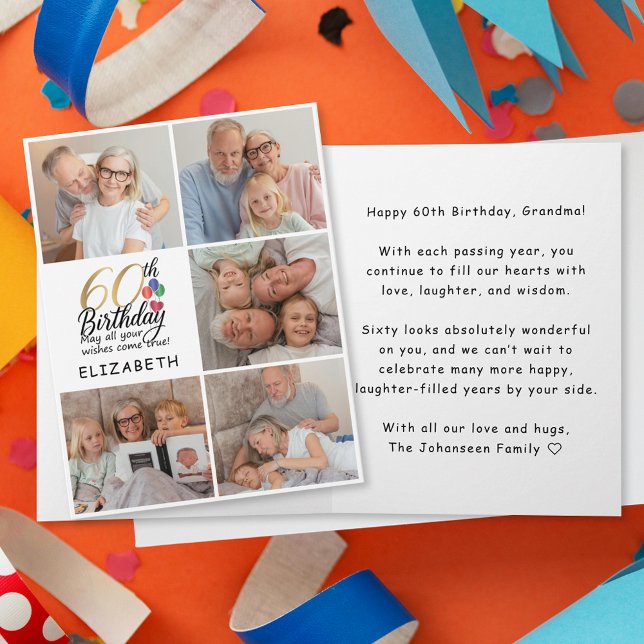 60th Birthday Photo Collage Modern Family Pictures Card (Creator Uploaded)