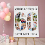 60th Birthday Photo Collage Number 60 Personalized Foam Board<br><div class="desc">60th Birthday Party easel sign - perfect to welcome guests, provide a photo prop and create a fun "do you remember when .. ?" talking point. The photo template is set up for you to upload your pictures to form the number 60. The template uses a mix of square, portrait...</div>