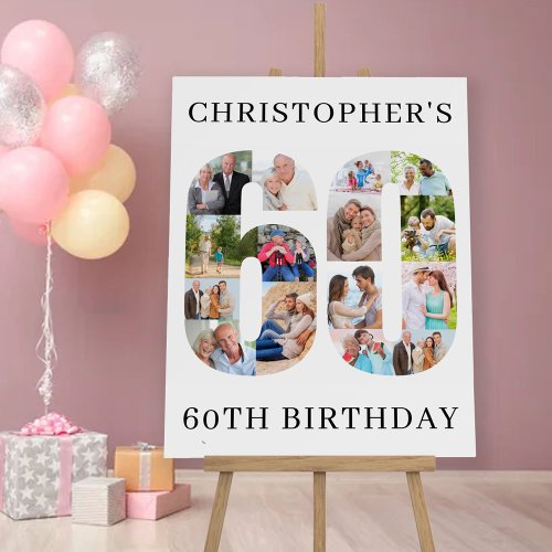 60th Birthday Photo Collage Number 60 Personalized Foam Board