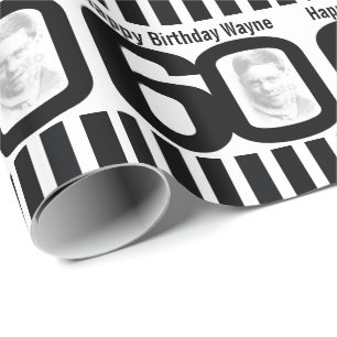 60th Birthday photo fun black and white wrapping Paper