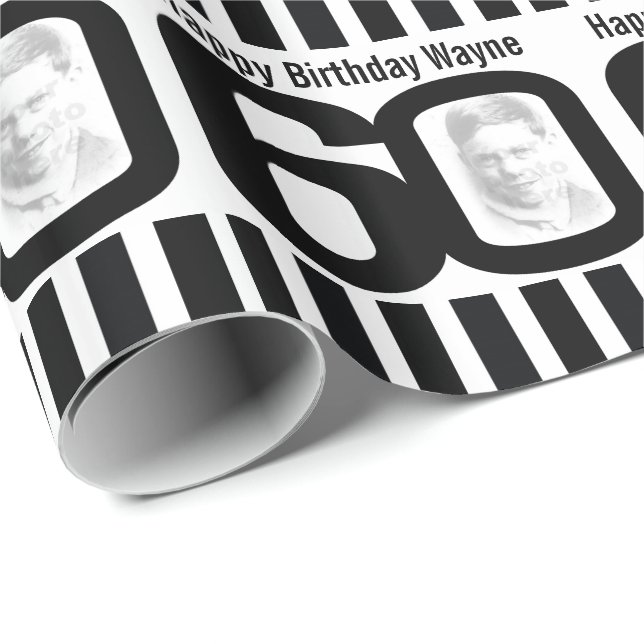60th Birthday photo fun black and white wrapping Paper (Roll Corner)