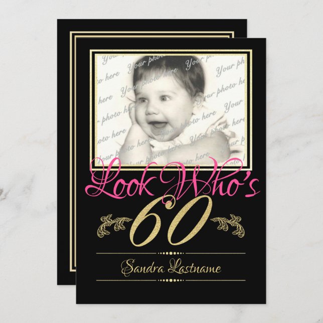 60th Birthday Photo Invitation (Front/Back)