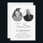 60th Birthday Photo Invitation<br><div class="desc">Celebrate your milestone 60th birthday in style with our personalized invitation featuring your favorite photos from the past and present! This minimalist design showcases your cherished memories and adds a touch of glamor to your special occasion. With customizable text and premium printing, this invitation is sure to impress your guests...</div>