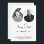 60th Birthday Photo Invitation<br><div class="desc">Celebrate your milestone 60th birthday in style with our personalized invitation featuring your favorite photos from the past and present! This minimalist design showcases your cherished memories and adds a touch of glamor to your special occasion. With customizable text and premium printing, this invitation is sure to impress your guests...</div>