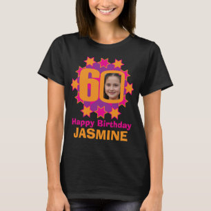 60th birthday photo name pink star T-Shirt