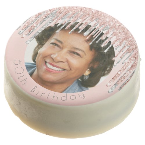 60th Birthday photo rose gold glitter silver Chocolate Covered Oreo