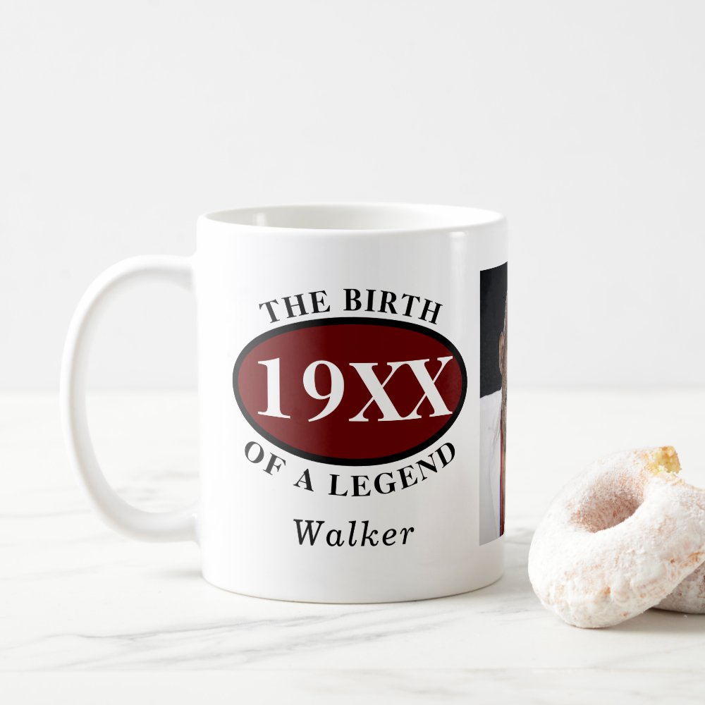 60th Birthday Photo Template Birth Of A Legend Coffee Mug