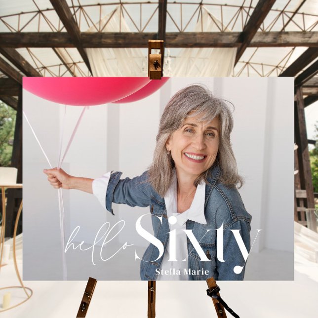 60th birthday photo typography modern minimal poster (Creator Uploaded)