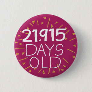 60th Birthday pin Sixty age in days old sixtieth
