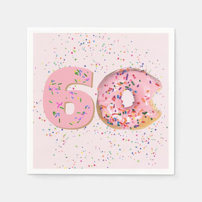 60th Birthday Pink Donut  Napkins (Front)