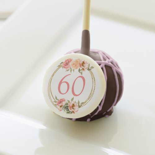 60th Birthday Pink Floral  Cake Pops