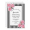 60th birthday pink florals on black white stripes
