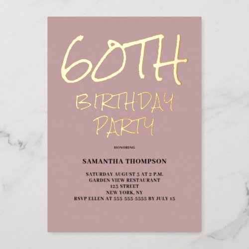  60th Birthday Pink Party Foil Invitation