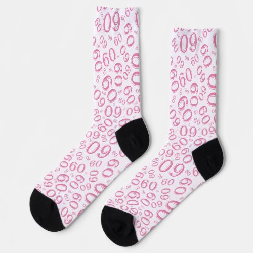 60th Birthday Pink Random Number Pattern  Socks