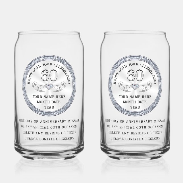 60th Birthday Present for Husband, Dad, Son, Him, Can Glass | Zazzle
