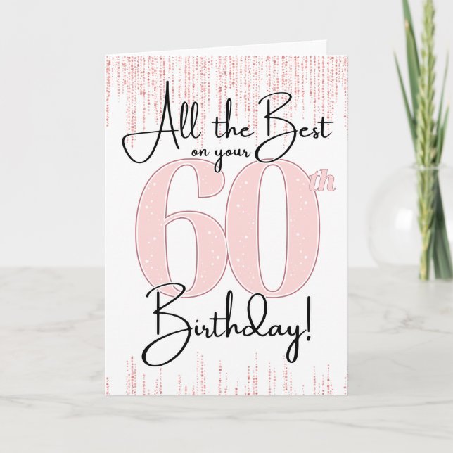 60th Birthday Pretty in Pink Card (Front)