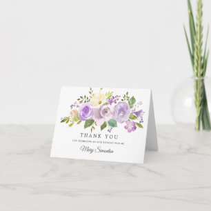 60th Birthday Pretty Purple Rose Floral Thank You Card