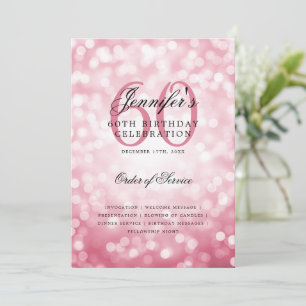60th Birthday Program Blush Pink Bokeh w/ Menu
