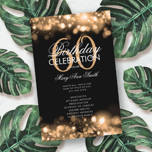 60th Birthday Program Glam Lights Gold w/ Menu