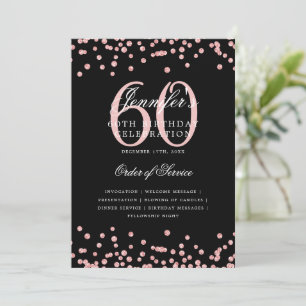 60th Birthday Program Menu Rose Gold Black 