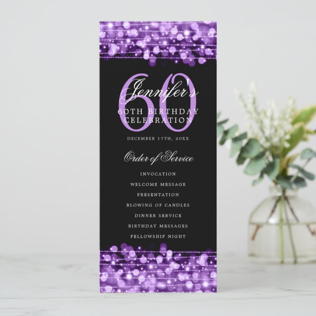 60th Birthday Program Purple Menu+Thank You (Standing Front)