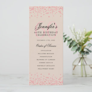 60th Birthday Program Rose Gold Menu Champagne