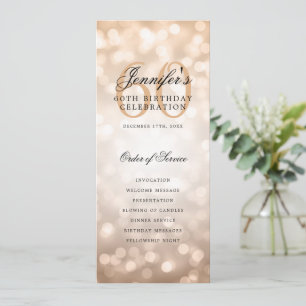 60th Birthday Program Rose Gold Menu+Thank You