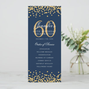 60th Birthday Program Thank You Gold Navy Blue