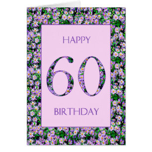 60th Birthday Purple Daisies Cards