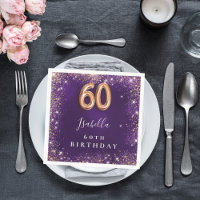 60th birthday purple gold glitter name