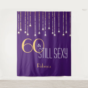 60th Birthday Purple Gold Photo Booth Backdrop