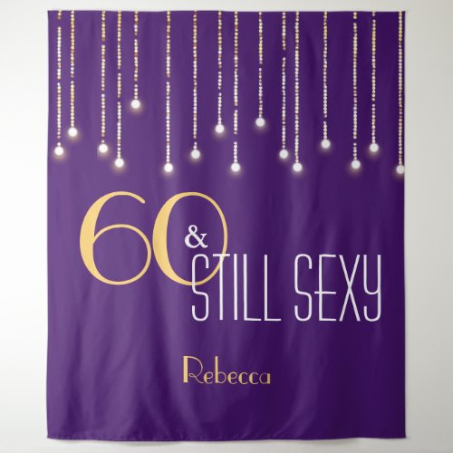 60th Birthday Purple Gold Photo Booth Backdrop