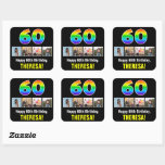 [ Thumbnail: 60th Birthday: Rainbow “60”; Custom Photos & Name Sticker ]