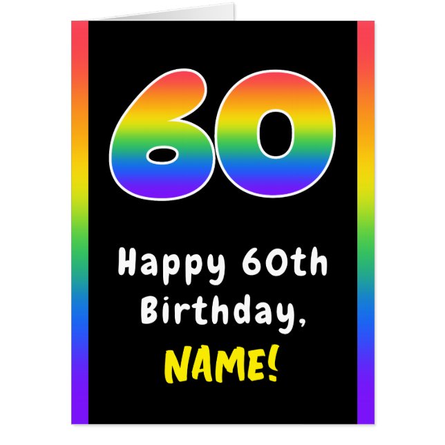 60th Birthday: Rainbow Spectrum # 60, Custom Name Card (Front)