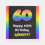 [ Thumbnail: 60th Birthday: Rainbow Spectrum # 60, Custom Name Napkins ]