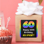 [ Thumbnail: 60th Birthday: Rainbow Spectrum # 60, Custom Name Sticker ]