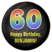 60th Birthday - Rainbow Spectrum Pattern Number 60 Chocolate Covered Oreo (Front)