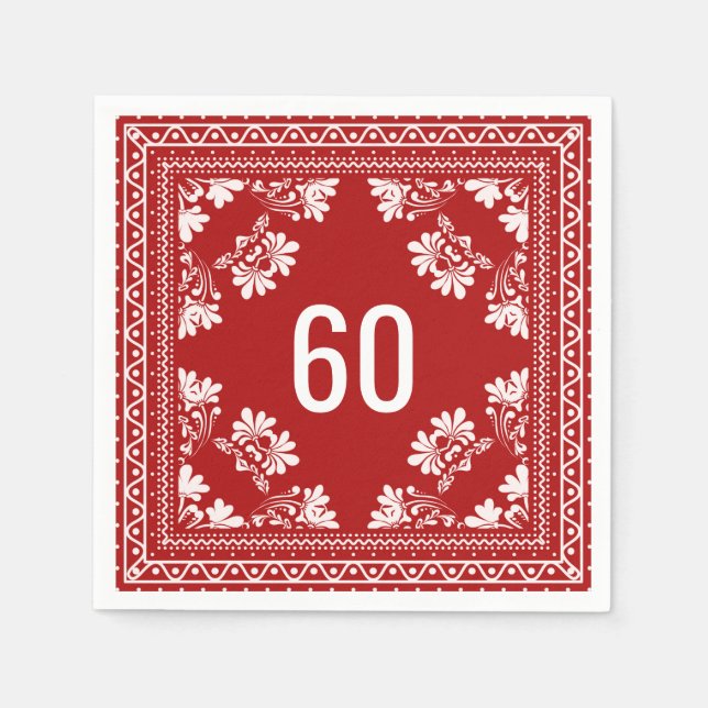 60th Birthday Red Bandana   Napkins (Front)